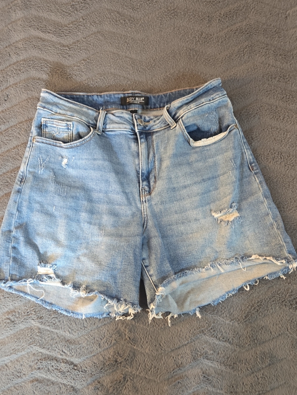Judy Blue Faded Light Blue Distressed Denim Shorts